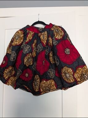 OFUURE Floral Circle Skirt in Red and Gold